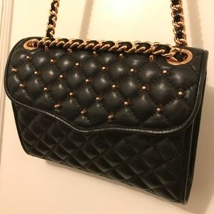 Quilted Affair Studded Mini Shoulder Bag-Black